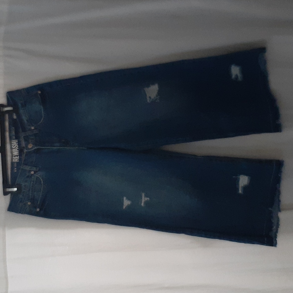 Rewash Brand Jeans Women Size 7 Vintage Reunion Wide Leg Cropped Distres…